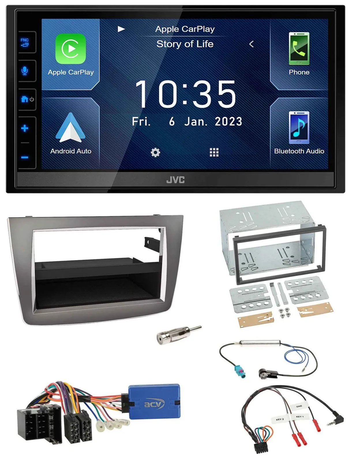 JVC DAB Bluetooth Lenkrad USB 2DIN Autoradio für Alfa Romeo Mito 13-18 955 ISO s