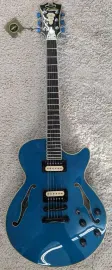 Электрогитара полуакустическая D'Angelico Deluxe Fabrizio Sotti SS Limited Edition Blue с кейсом