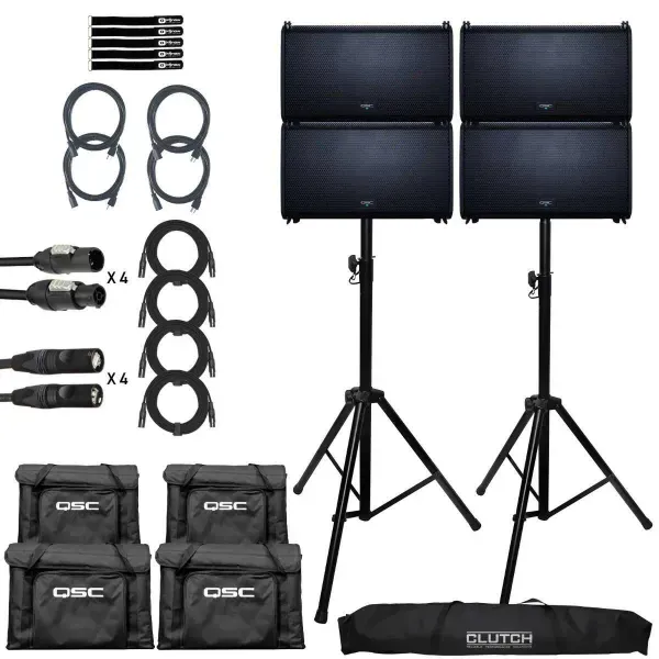 QSC LA112 12" 2-Way Active Powered Line Array DJ Pro Audio Loudspeaker 4 Pack