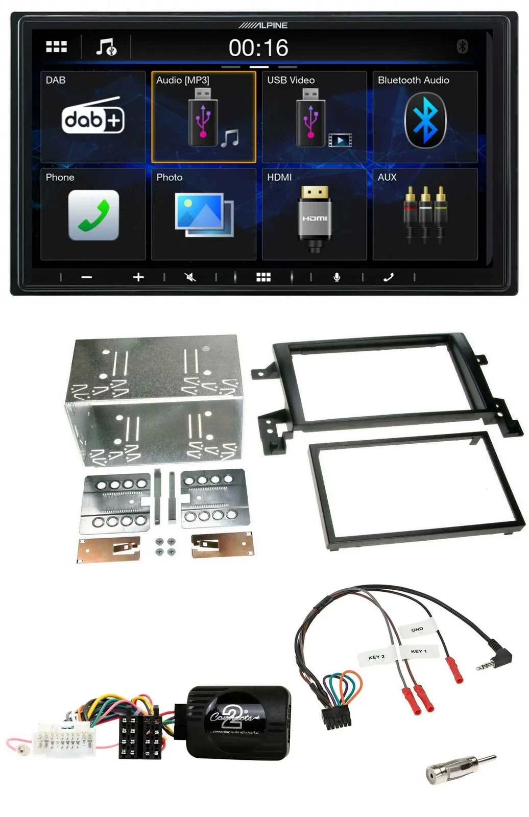 Alpine Bluetooth 2DIN Lenkrad DAB USB Autoradio für Suzuki Grand Vitara 2005-201