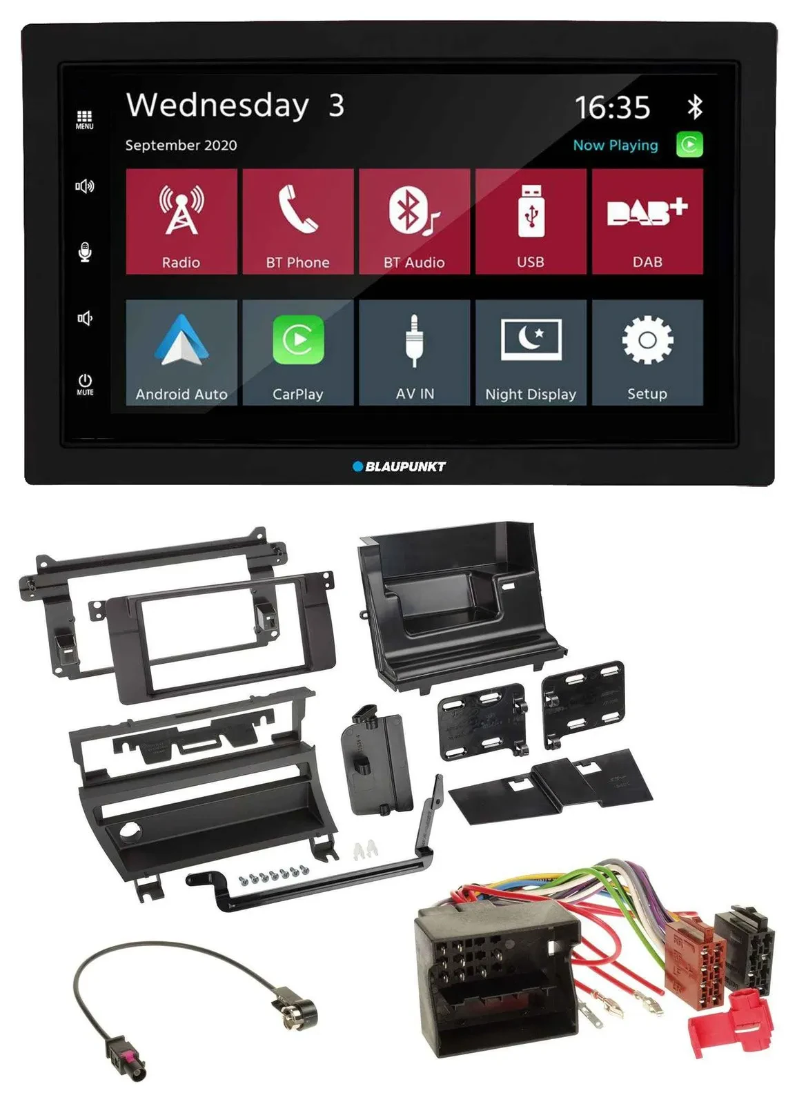 Автомагнитола Blaupunkt 2DIN, DAB, Bluetooth, USB, MP3 для BMW 3‑й серии E46 (2002–2006)