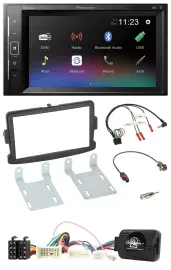 Pioneer DAB Lenkrad 2DIN Bluetooth USB Autoradio für Dacia ab 2012 schwarz