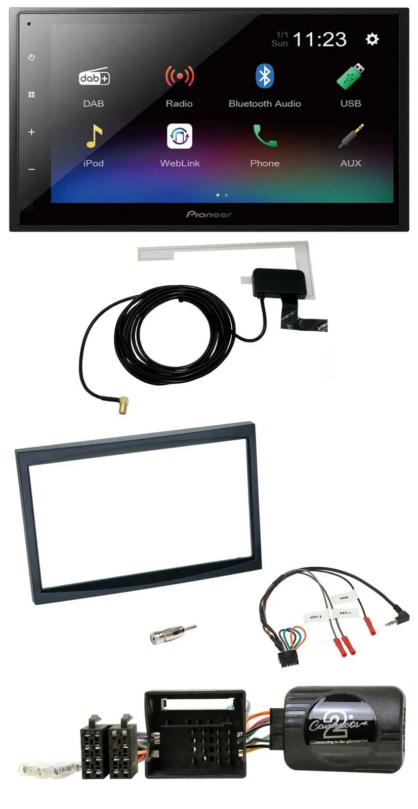 Pioneer DAB Lenkrad Bluetooth 2DIN USB Autoradio für Citroen C2 C3 Berlingo Jump
