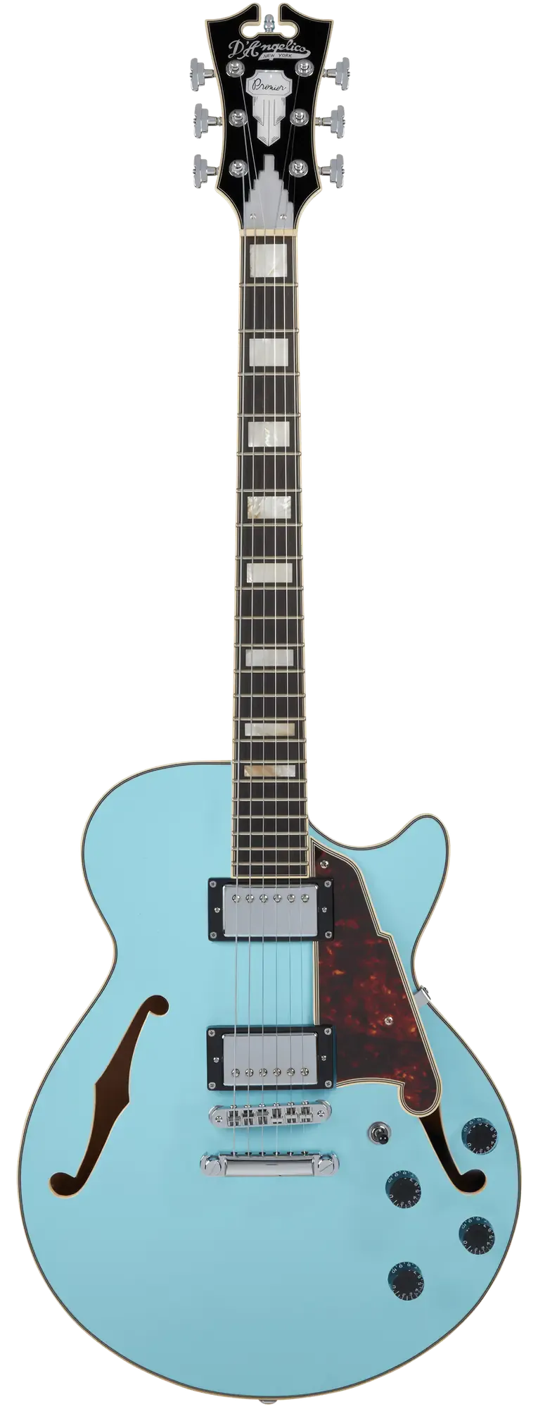 Электрогитара полуакустическая D'Angelico Premier SS Sky Blue with Stopbar