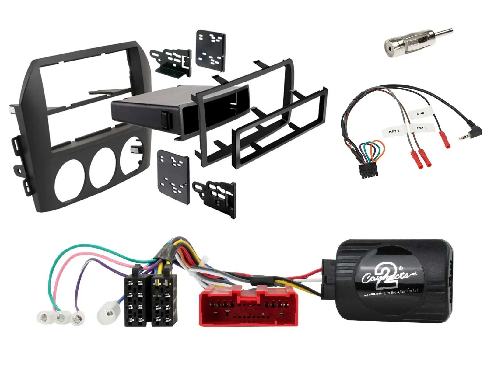 Einbauset Lenkradadapter Doppel DIN Autoradio für Mazda MX 5 NC 05-08 schwarz