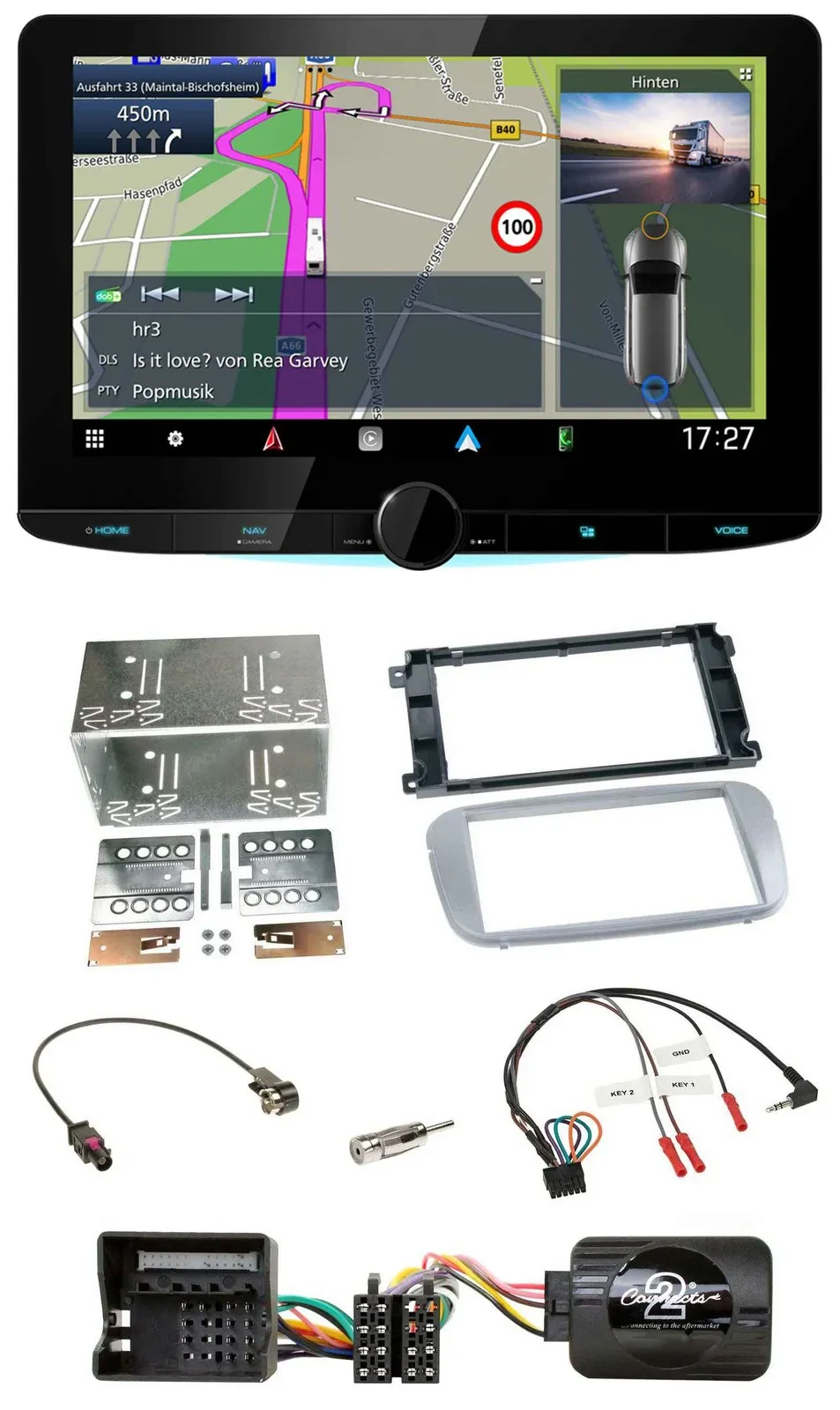 Kenwood Bluetooth DAB TMC 2DIN Lenkrad USB Navigation für Ford Galaxy C Max Focu