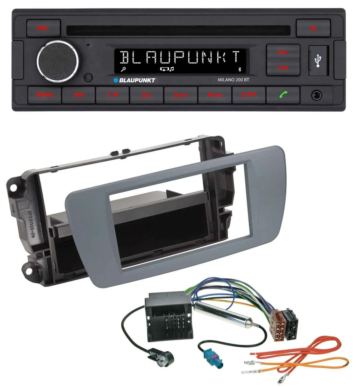 Blaupunkt MP3 USB CD Bluetooth AUX Autoradio für Seat Ibiza (ab 08) conemaragrau