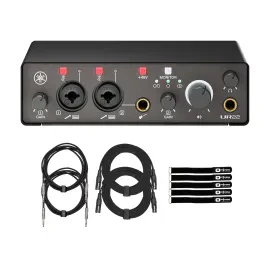 Yamaha Pro Audio UR22MK3 B Black Audio Interface with Cables Package