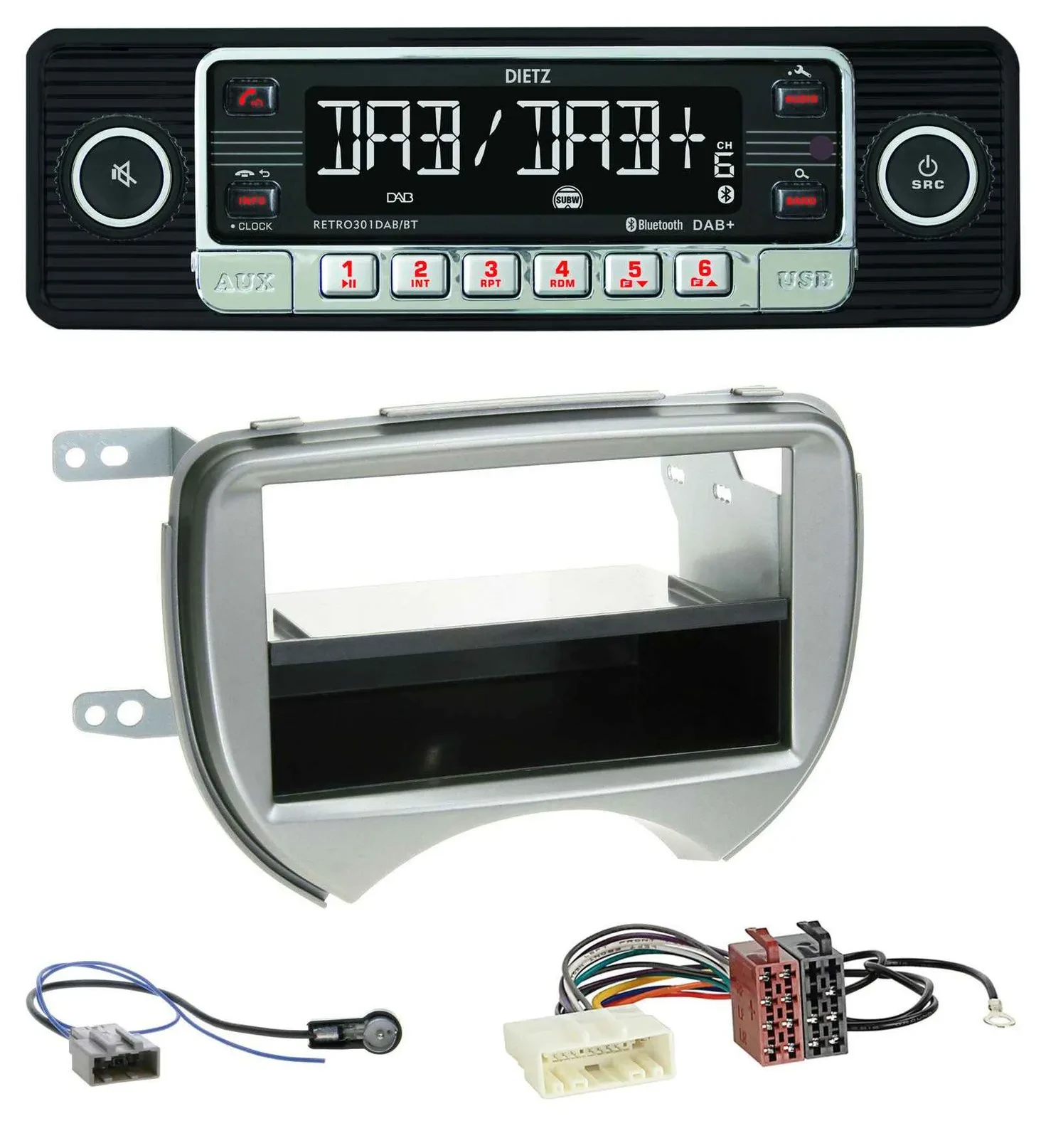 Dietz USB DAB MP3 Bluetooth Autoradio für Nissan Micra (10-13 K13) silber