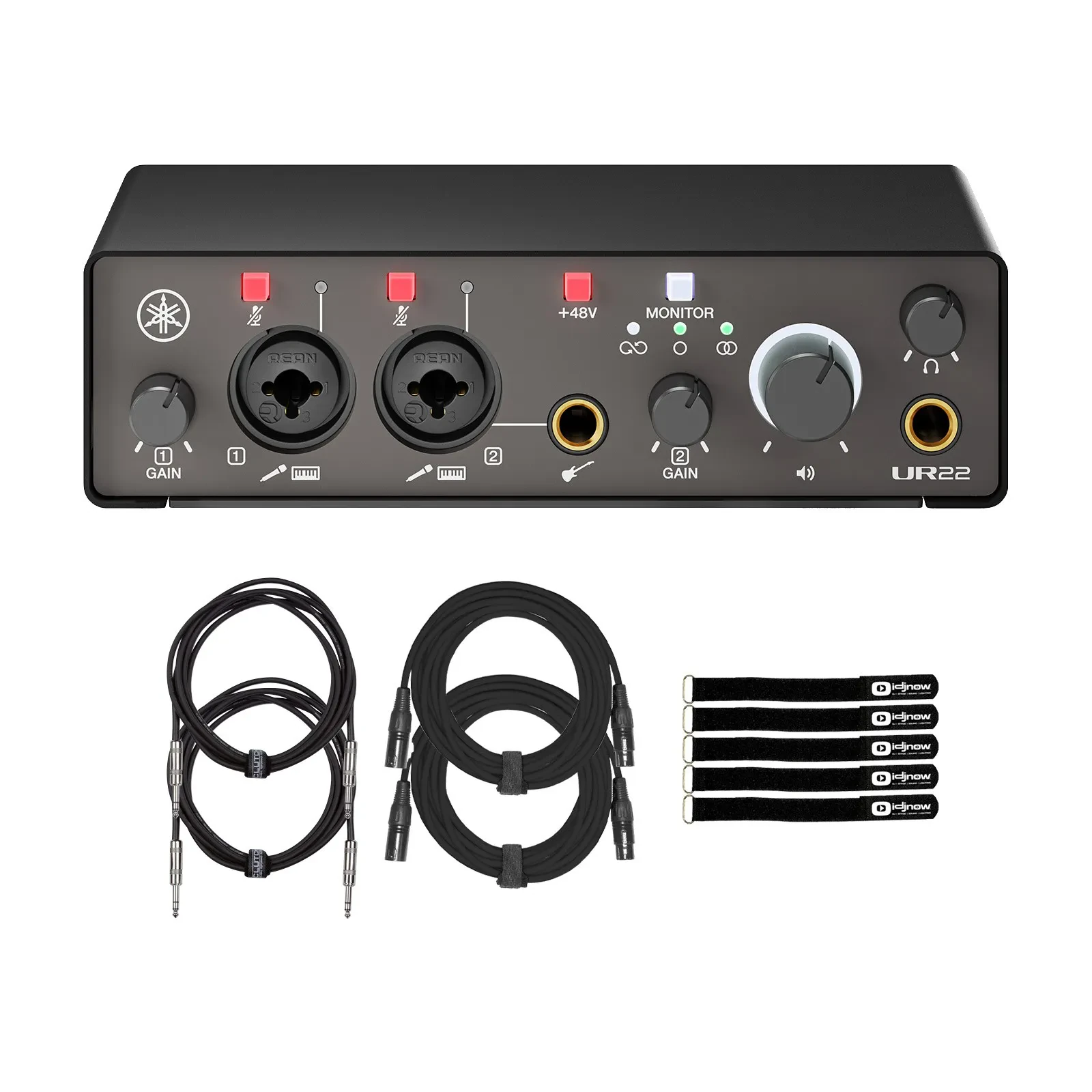Yamaha Pro Audio UR22MK3 B Black Audio Interface with Cables Package