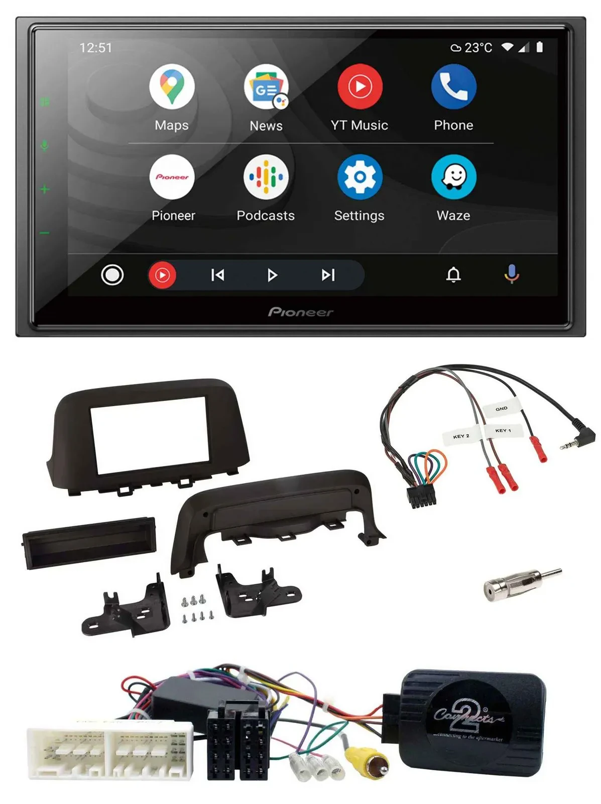 Pioneer USB 2DIN DAB Lenkrad Bluetooth Autoradio für Hyundai Kona ab 2013