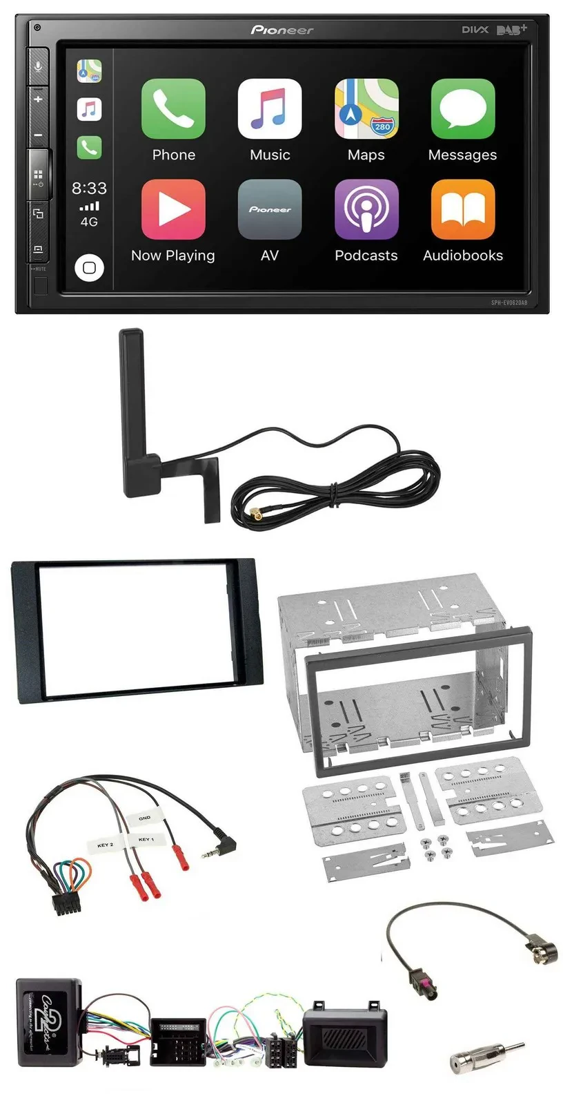 Pioneer USB 2DIN Bluetooth DAB Lenkrad Autoradio für Ford Kuga 2008-12 schwarz