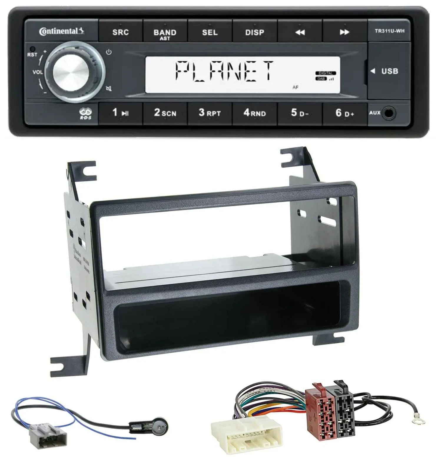 Автомагнитола Continental 1DIN USB MP3 AUX для Nissan Juke (J15, 2010–2014)