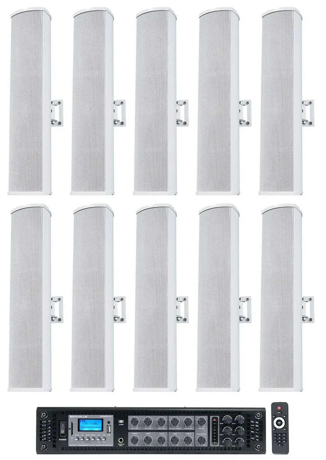 Настенная акустика Rockville WET ARRAY 4 White с усилителем (10 штук)