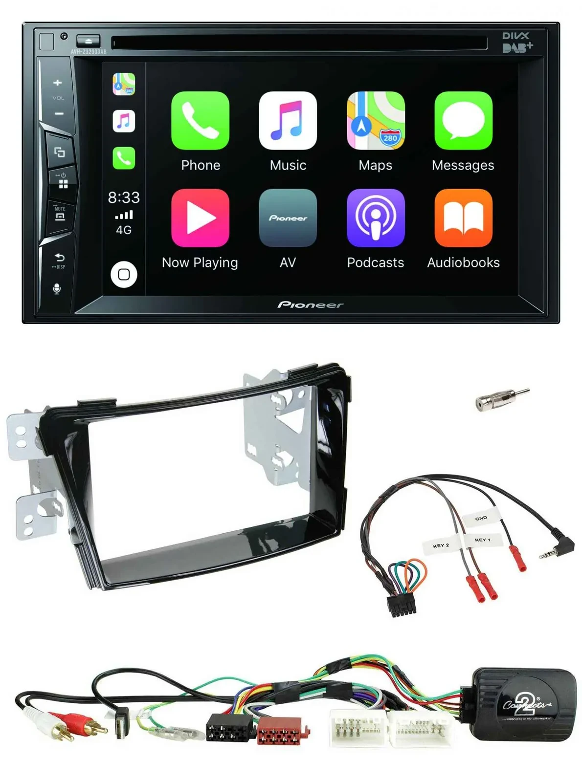 Pioneer Lenkrad USB DVD Bluetooth DAB 2DIN Autoradio für Hyundai i40 11-19 USB A