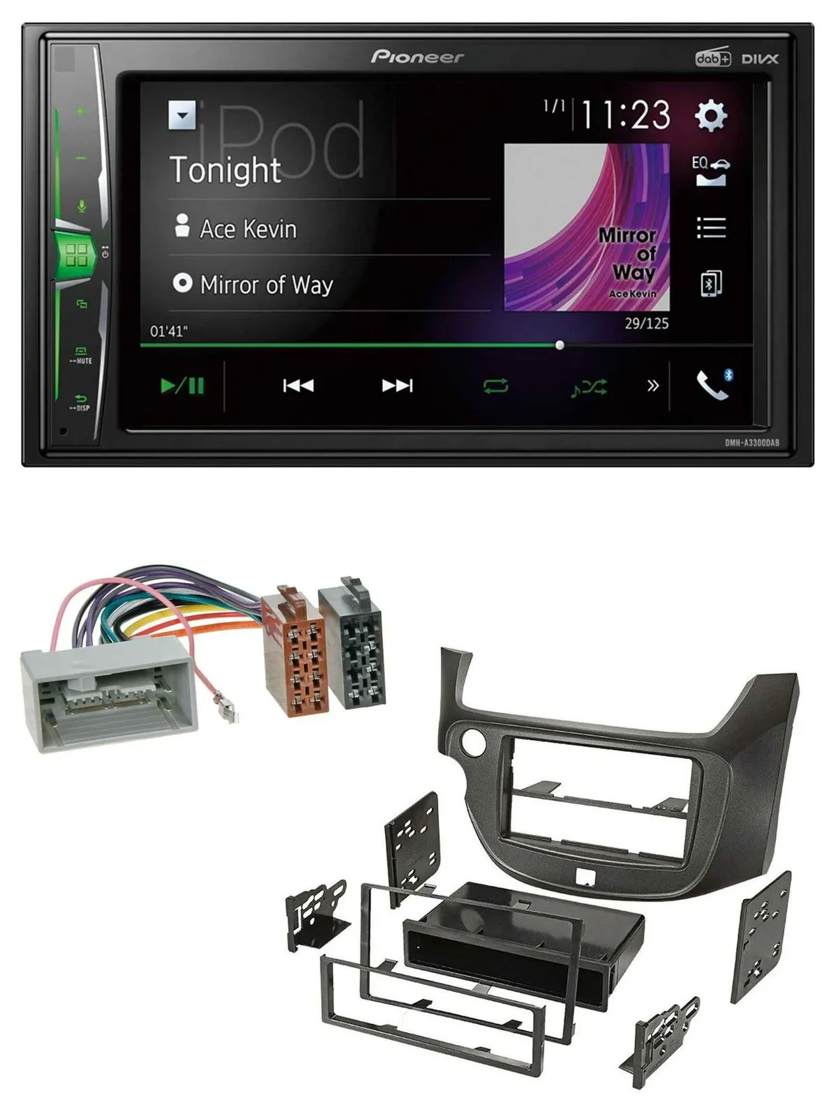 Pioneer 2DIN MP3 DAB USB Bluetooth Autoradio für Honda Jazz ab 09 dunkelgrau