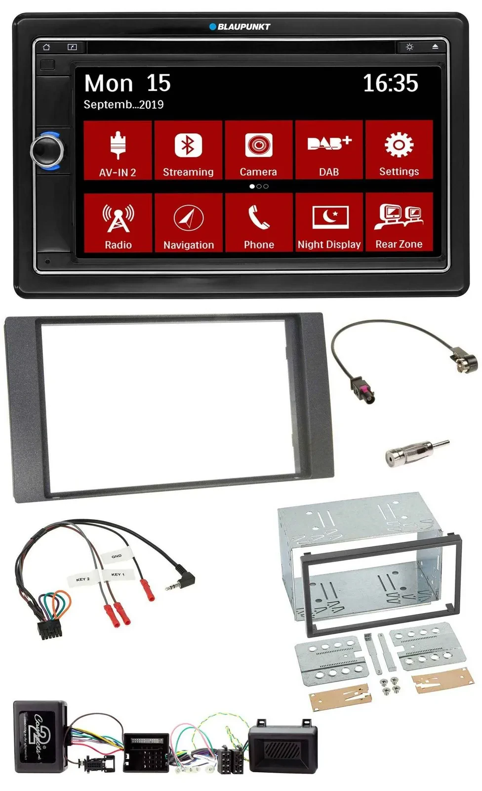 Автомагнитола Blaupunkt 2DIN, USB, DAB, Bluetooth, навигация TMC, для Ford Kuga (2008–2012), антрацит