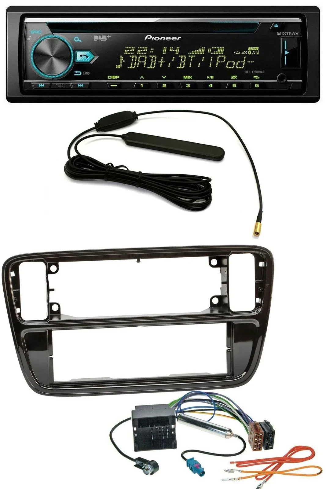 Pioneer CD MP3 AUX DAB USB Autoradio für VW Up AA AAN 2011-2016 piano black