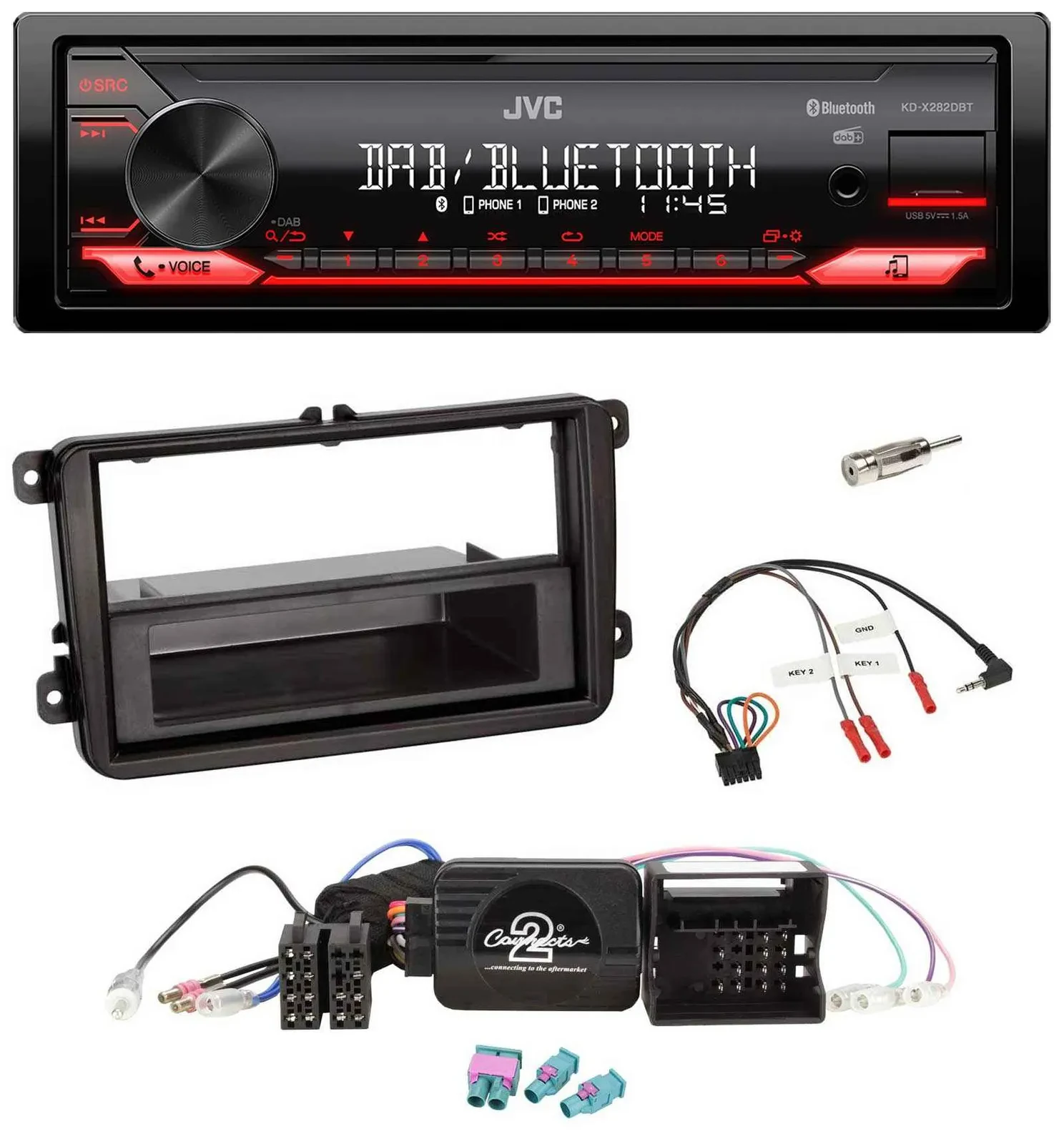 JVC Bluetooth USB DAB Lenkrad Autoradio für VW Passat Polo Scirocco Sharan Tigua