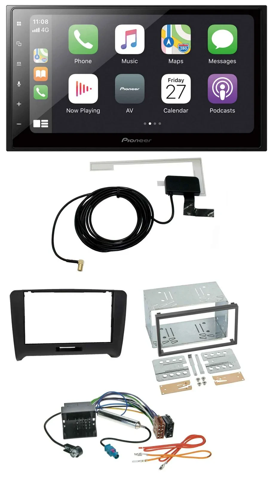 Автомагнитола Pioneer 2DIN USB/MP3 Bluetooth DAB для Audi TT (2006–2014) Quadlock