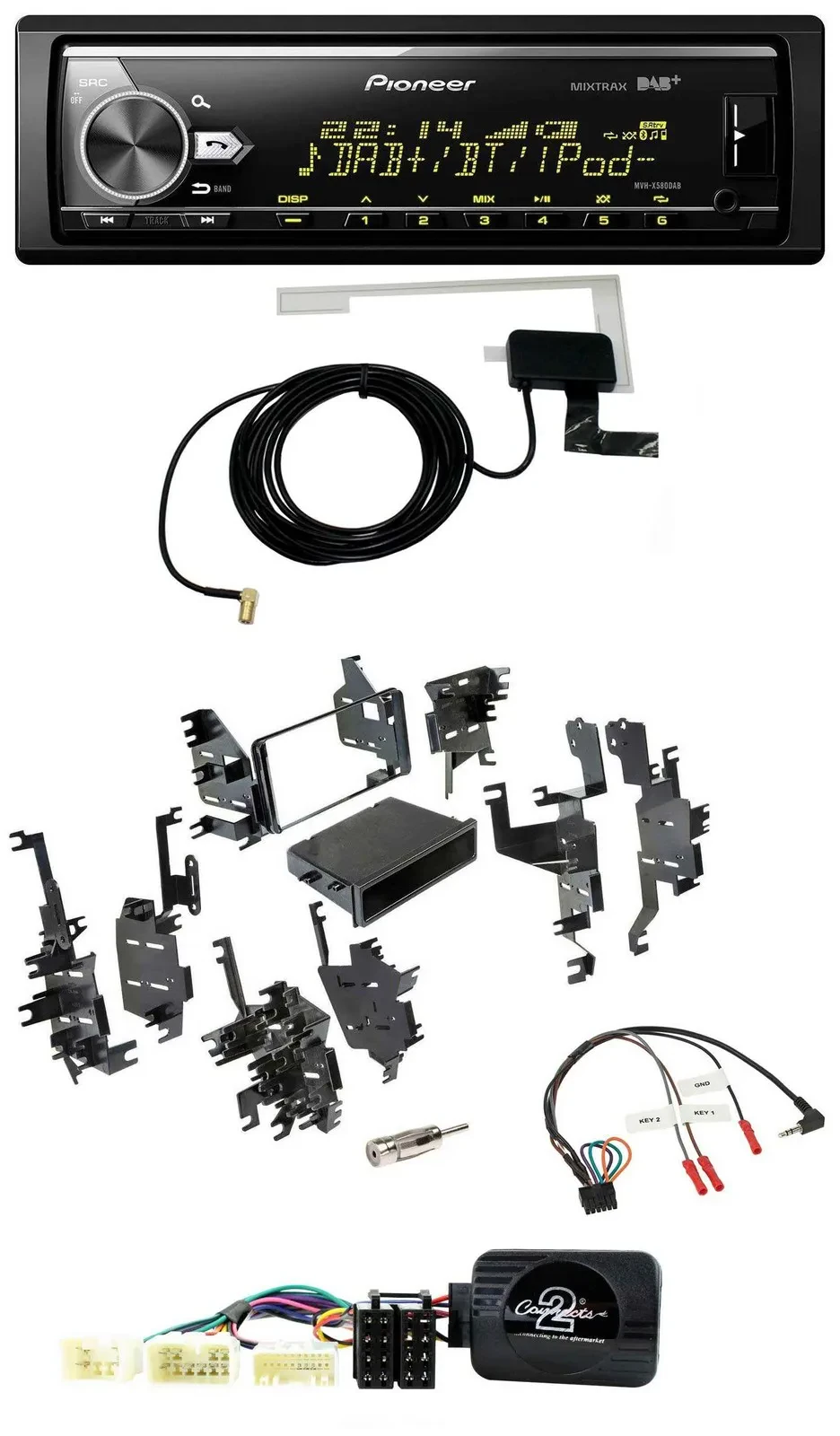 Автомагнитола Pioneer Bluetooth, DAB, USB для Toyota RAV4 2001–2005 (совместима с кнопками на руле)