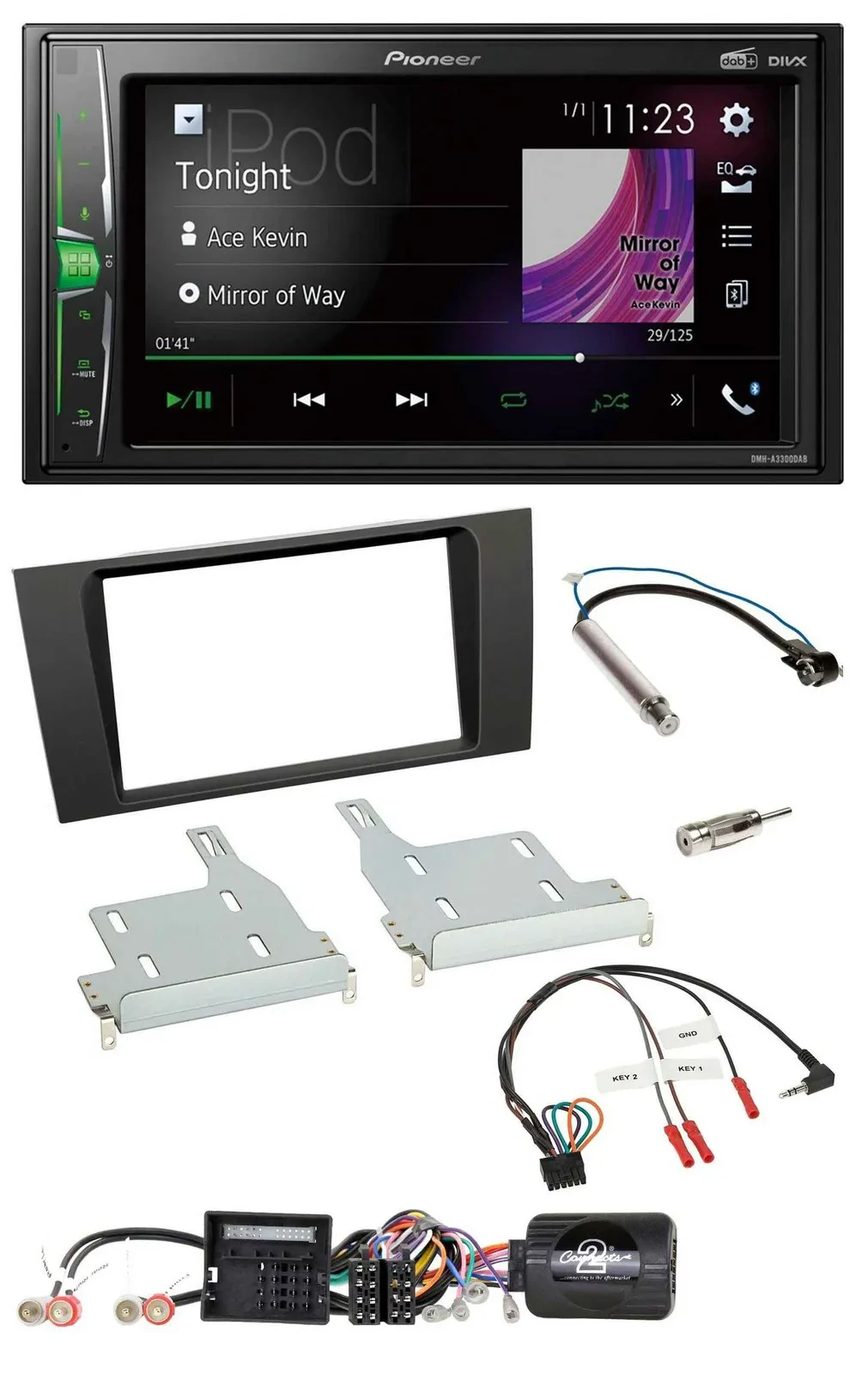 Pioneer 2DIN Lenkrad DAB USB Bluetooth Autoradio für Audi A4 2000-2001