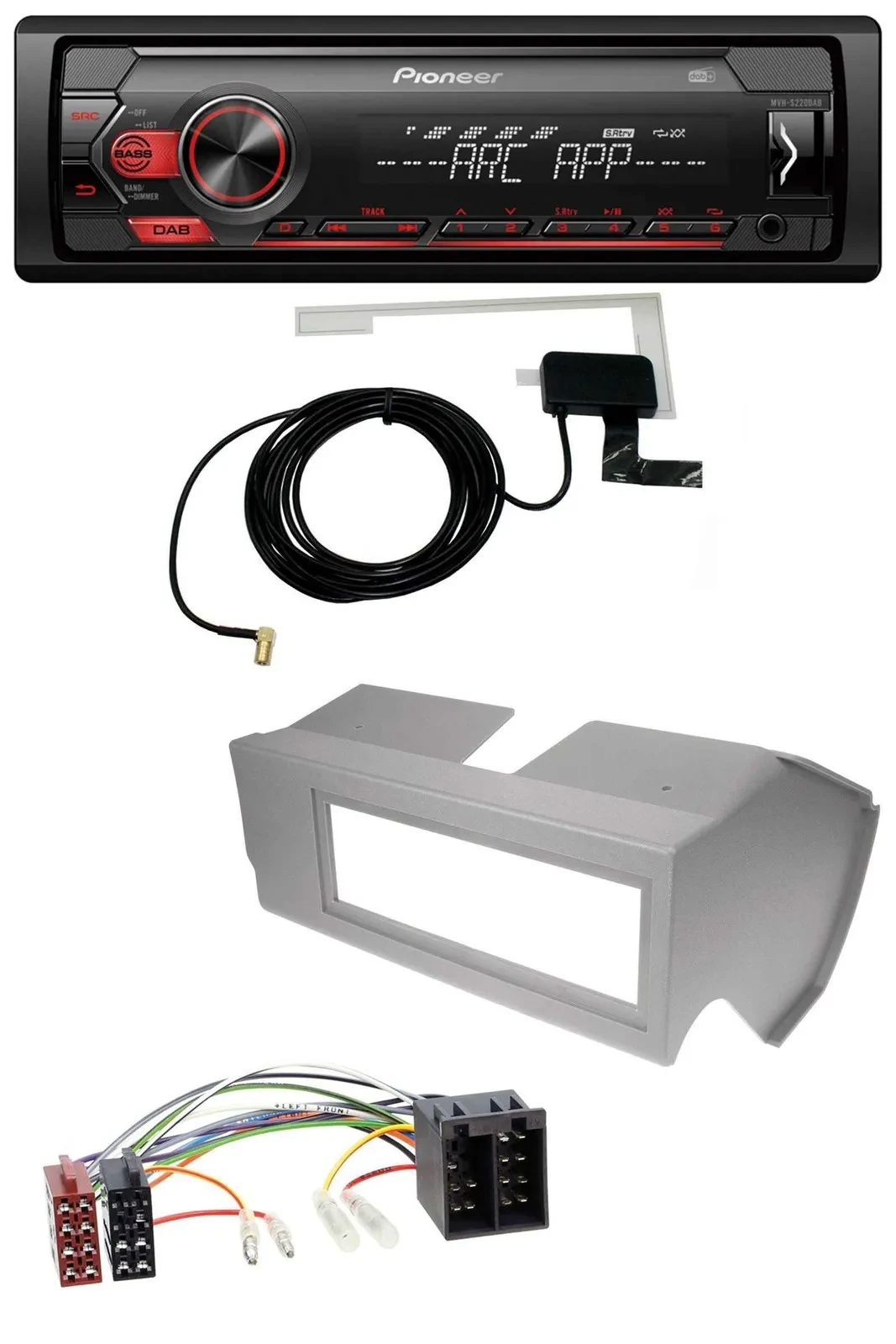 Автомагнитола для Fiat Panda (до 2002) Pioneer 1-DIN USB DAB MP3 AUX серый