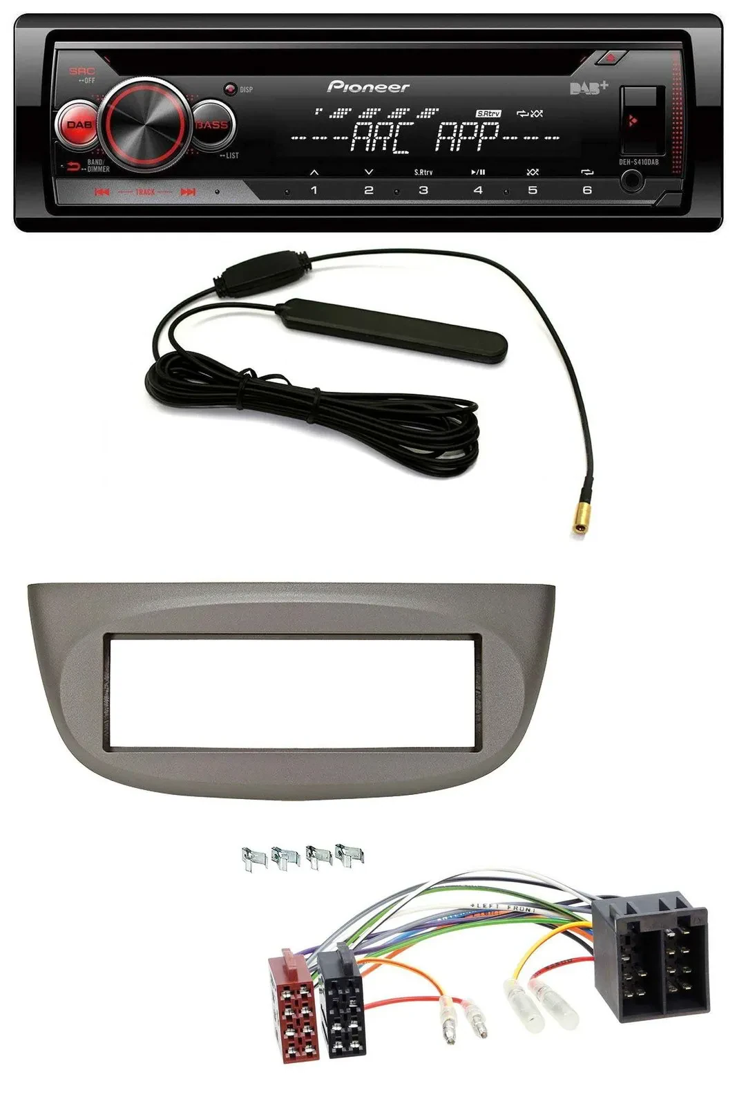 Pioneer CD USB AUX DAB MP3 Autoradio für Renault Twingo 07-12 beige-grau