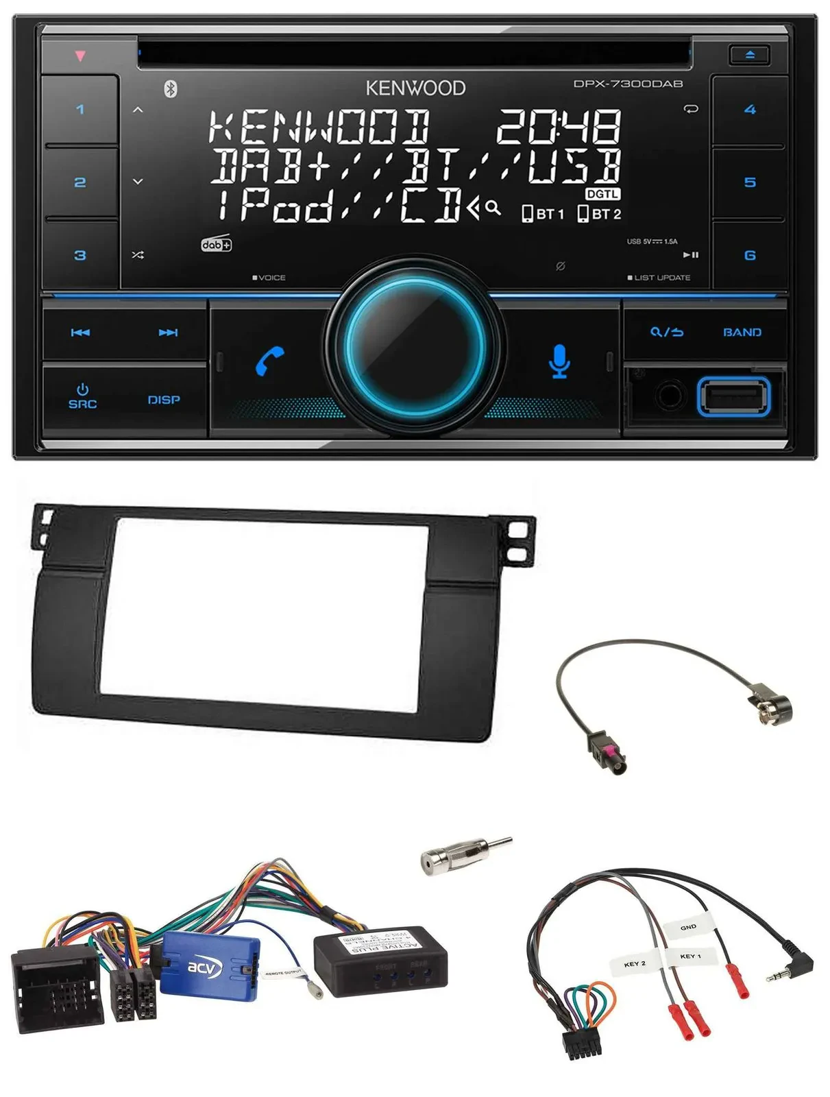 Kenwood CD 2DIN DAB USB Lenkrad Bluetooth Autoradio für BMW 3er 2002-2006 E46 sc