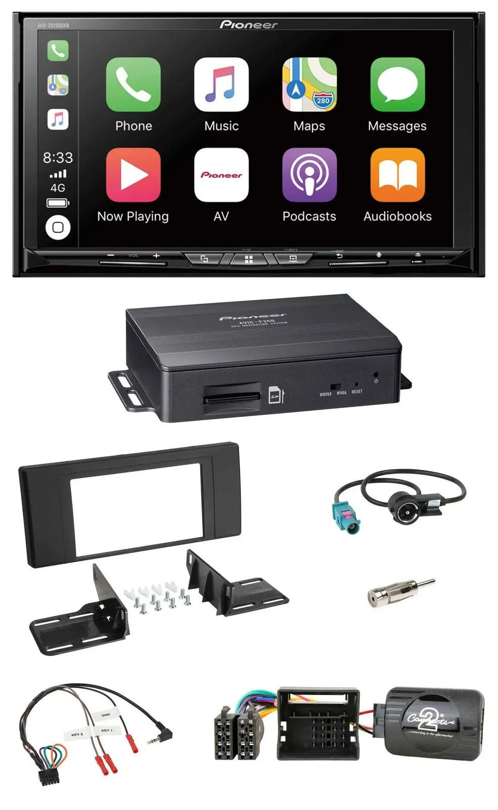 Pioneer Bluetooth DAB 2DIN Lenkrad TMC Navigation für BMW X5 E53 2000-2006