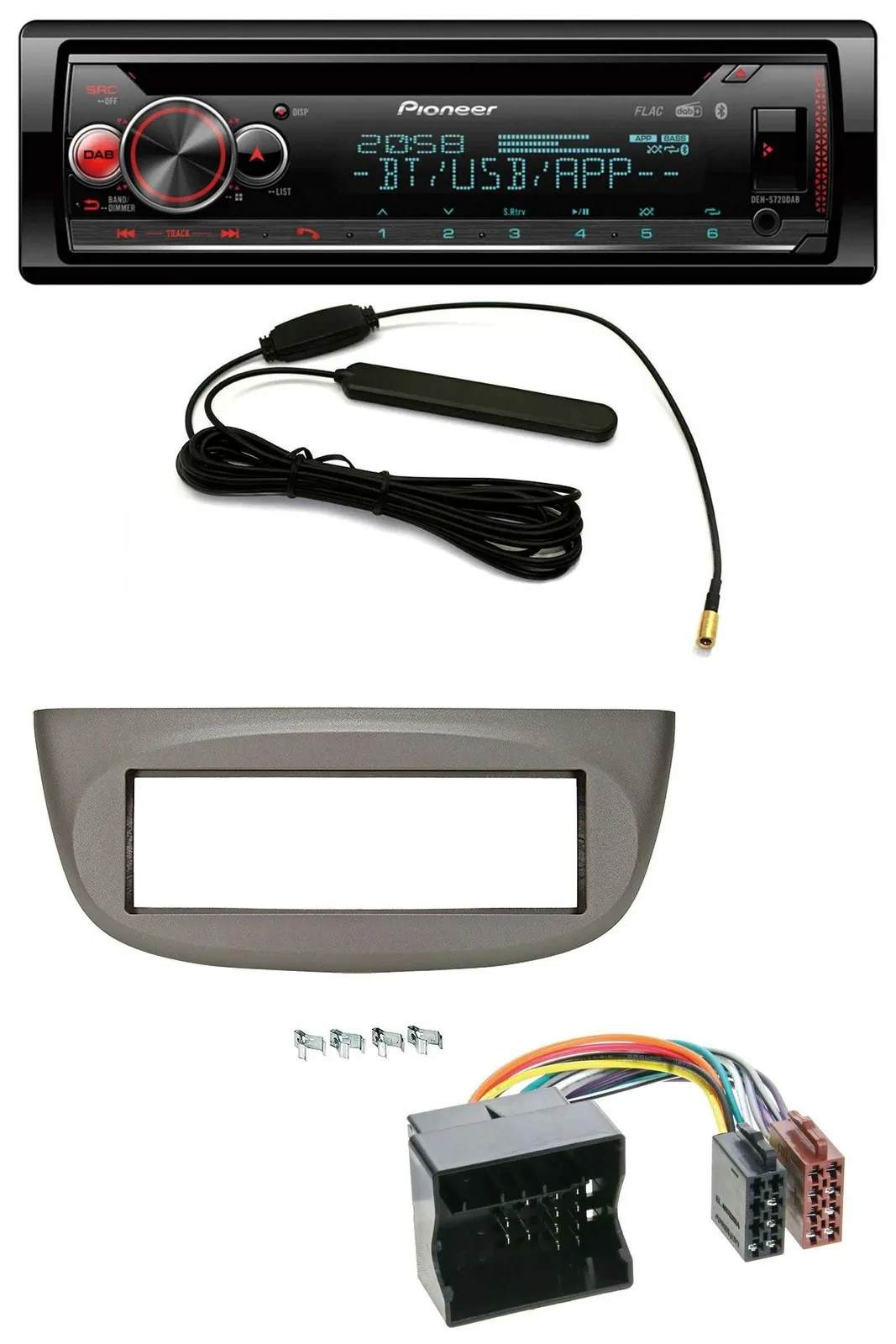 Pioneer USB DAB MP3 Bluetooth CD Autoradio für Renault Twingo 07-14 beige-grau