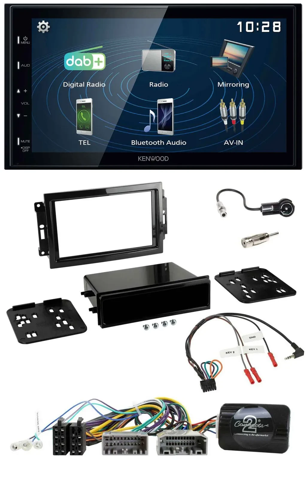Автомагнитола Kenwood 2DIN, Bluetooth, USB, DAB, поддержка управления с руля, для Dodge/Jeep