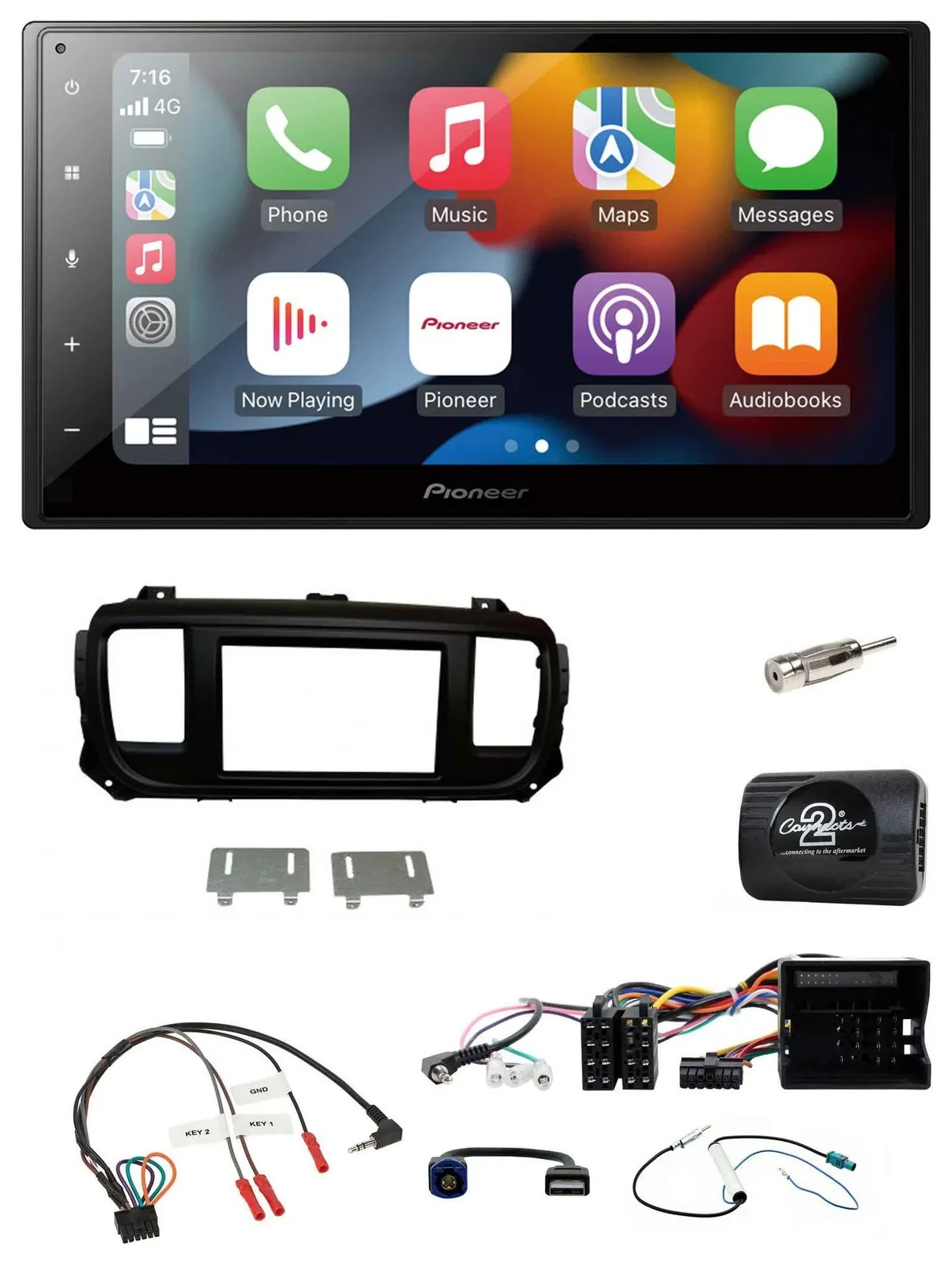 Pioneer DAB Bluetooth 2DIN USB Lenkrad Autoradio für Citroen Jumpy Erstausst. DI