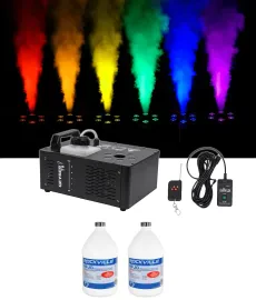 Chauvet DJ Geyser T6 Fog Machine Fogger, RGB Pyrotechnic Light FX+Remote+Fluid