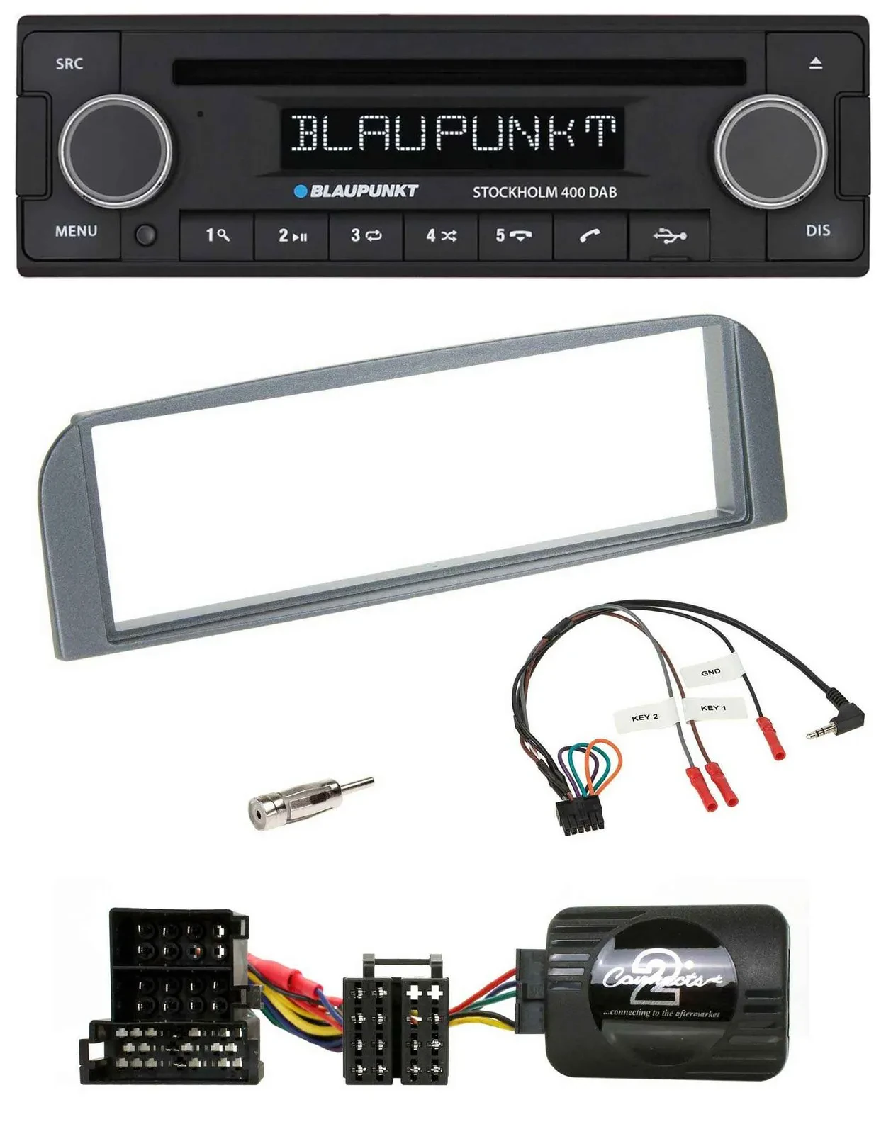 Blaupunkt Lenkrad Bluetooth DAB CD USB Autoradio für Alfa 147 GT anthrazit