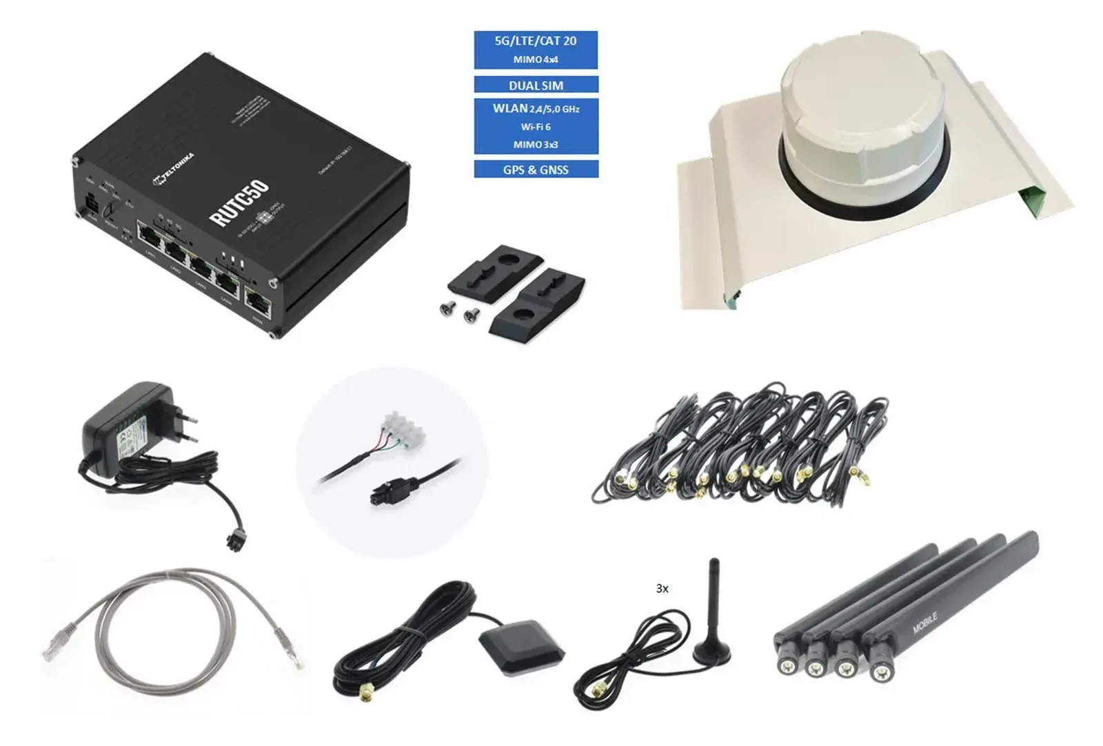 Teltonika 5G WLAN Router RUTC50 ANT730 weiß Träger 15907 TEL-RUTC50-730-7