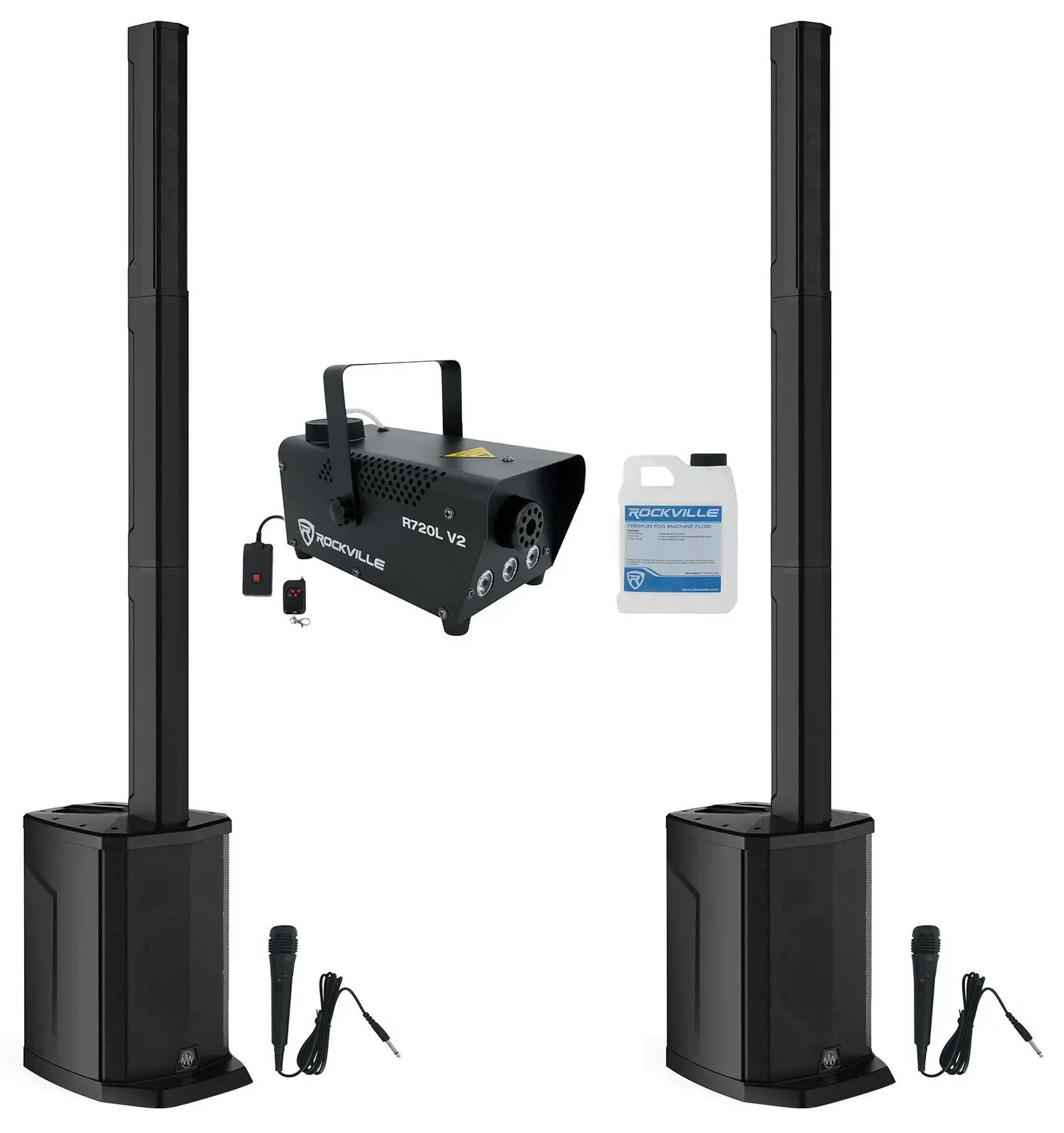 Портативная акустическая система для PA/DJ Gemini WPX-2000TOGO, линейный массив (набор, пара) с сабвуферами, микрофонами и дым-машиной