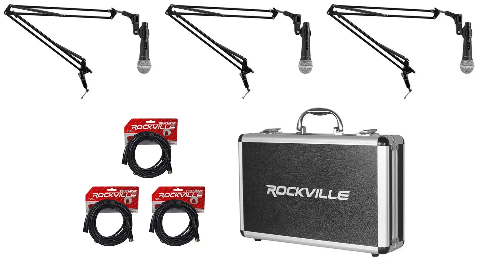 Вокальный микрофон Rockville RMC Black с аксессуарами (3 штуки)