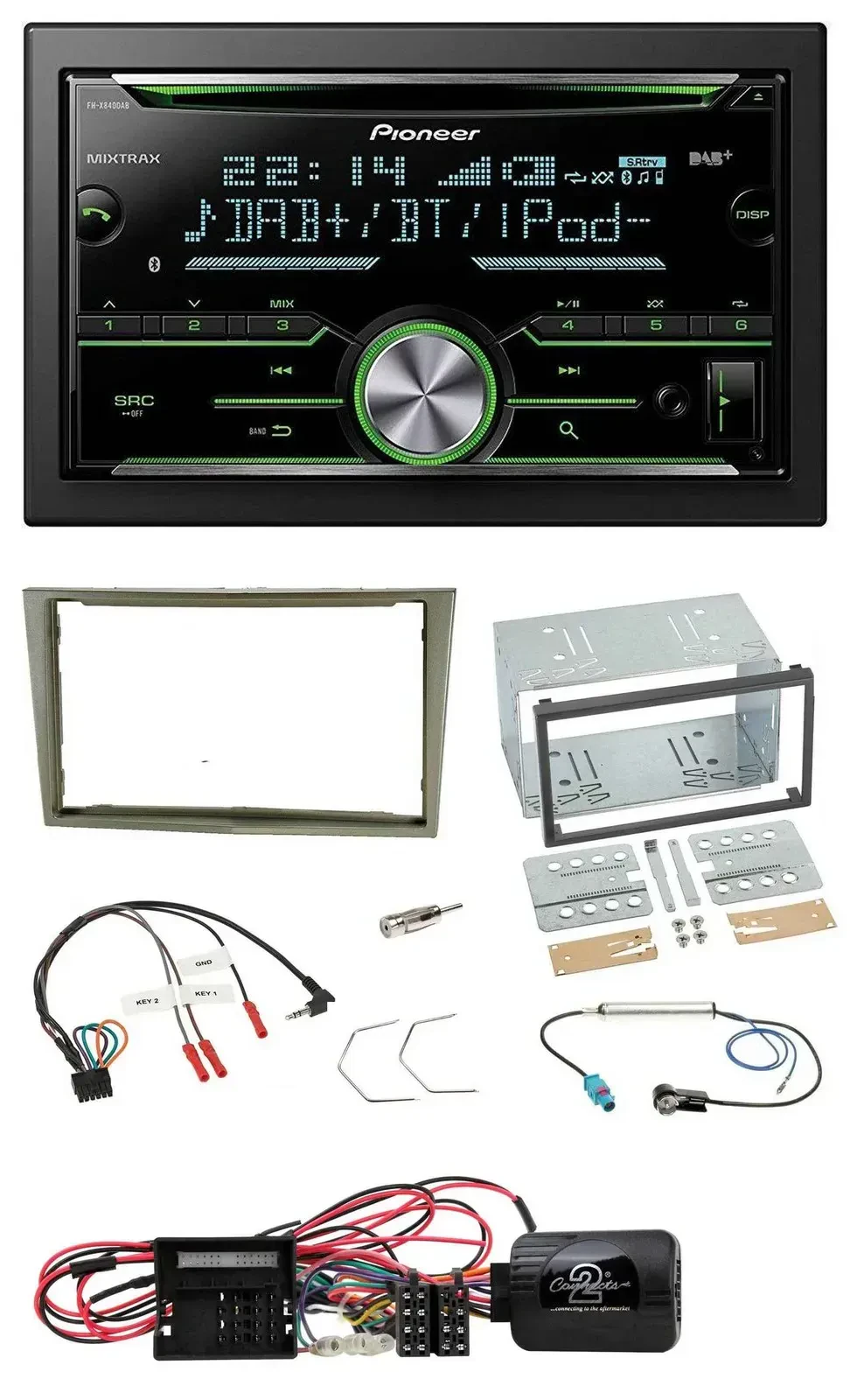 Автомагнитола Pioneer 2DIN Bluetooth DAB USB CD для Opel Corsa D, цвет сатин-стоун