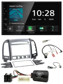 Kenwood Bluetooth Lenkrad DAB USB 2DIN Autoradio für Hyundai Santa Fe 4 Schalter