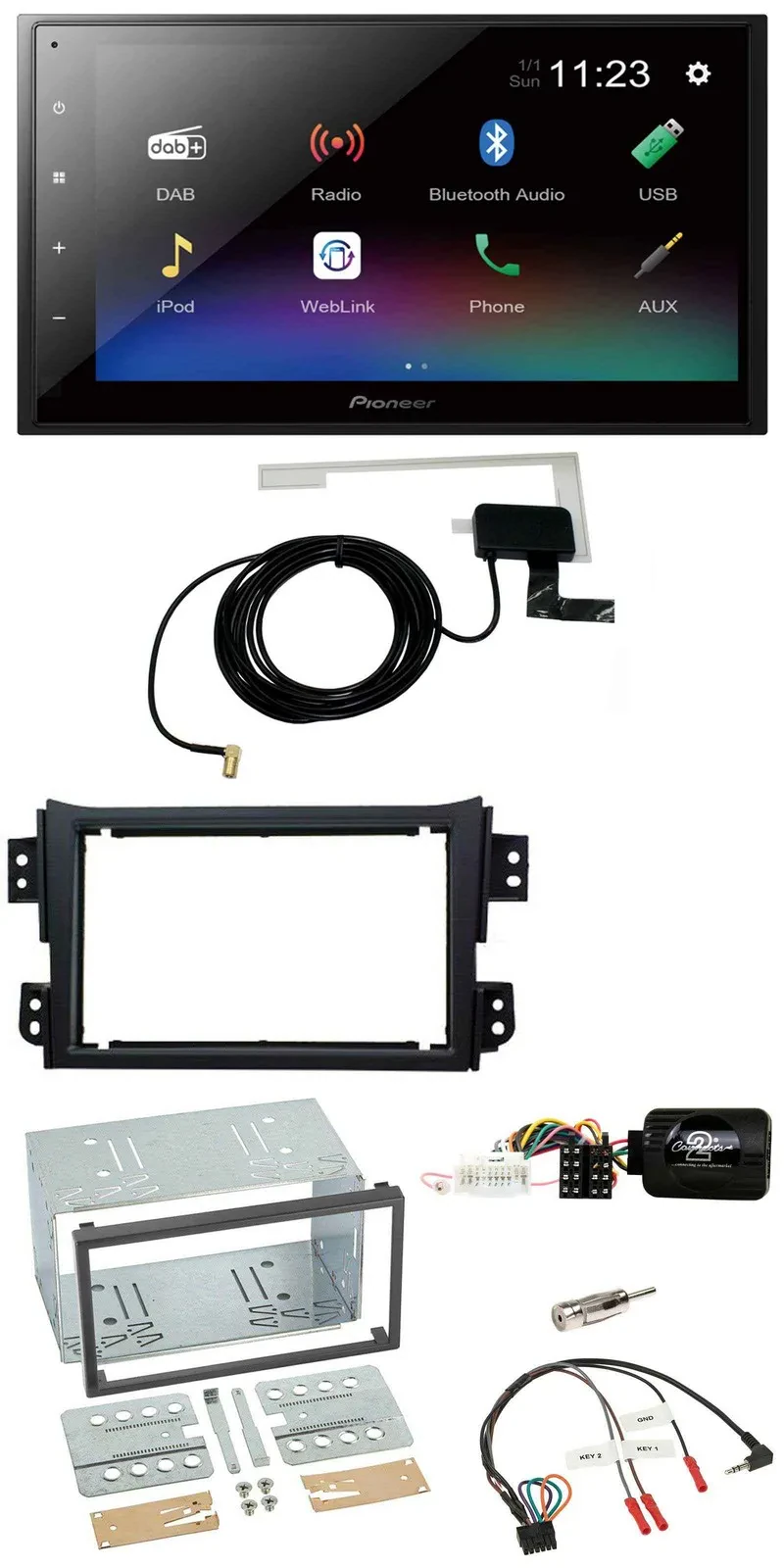 Pioneer DAB Lenkrad Bluetooth 2DIN USB Autoradio für Opel Agila B Suzuki Splash