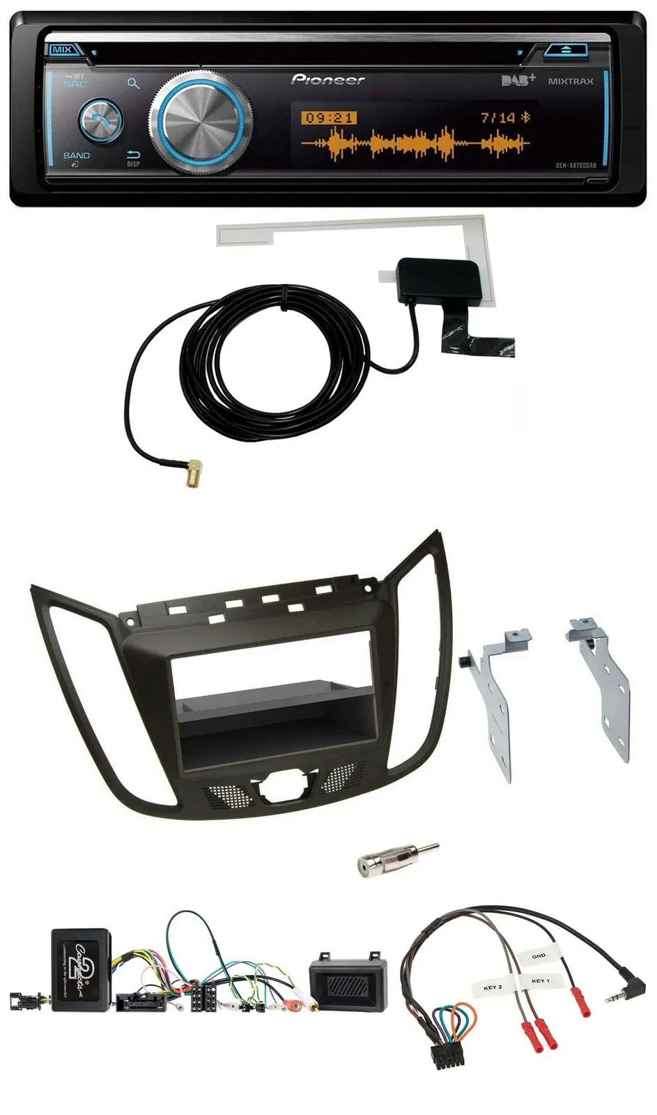 Pioneer Bluetooth DAB Lenkrad USB CD Autoradio für Ford C-Max Kuga braun