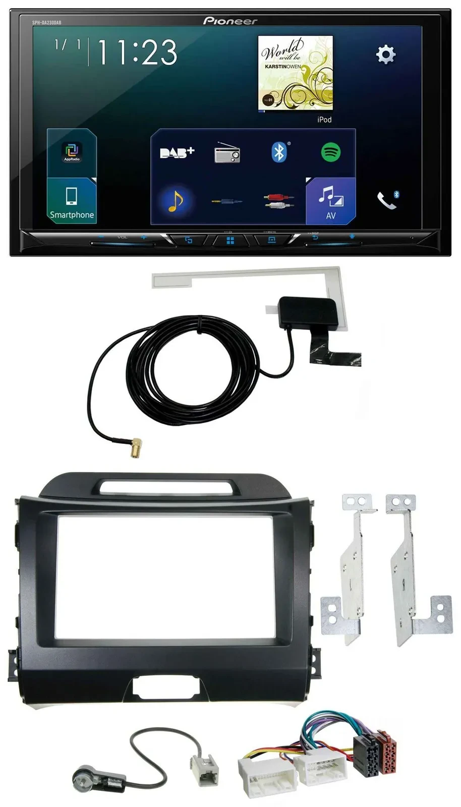 Автомагнитола для Kia Sportage 3 (2010–2015, SL) Pioneer 2DIN, DAB, USB, MP3, Bluetooth, черная