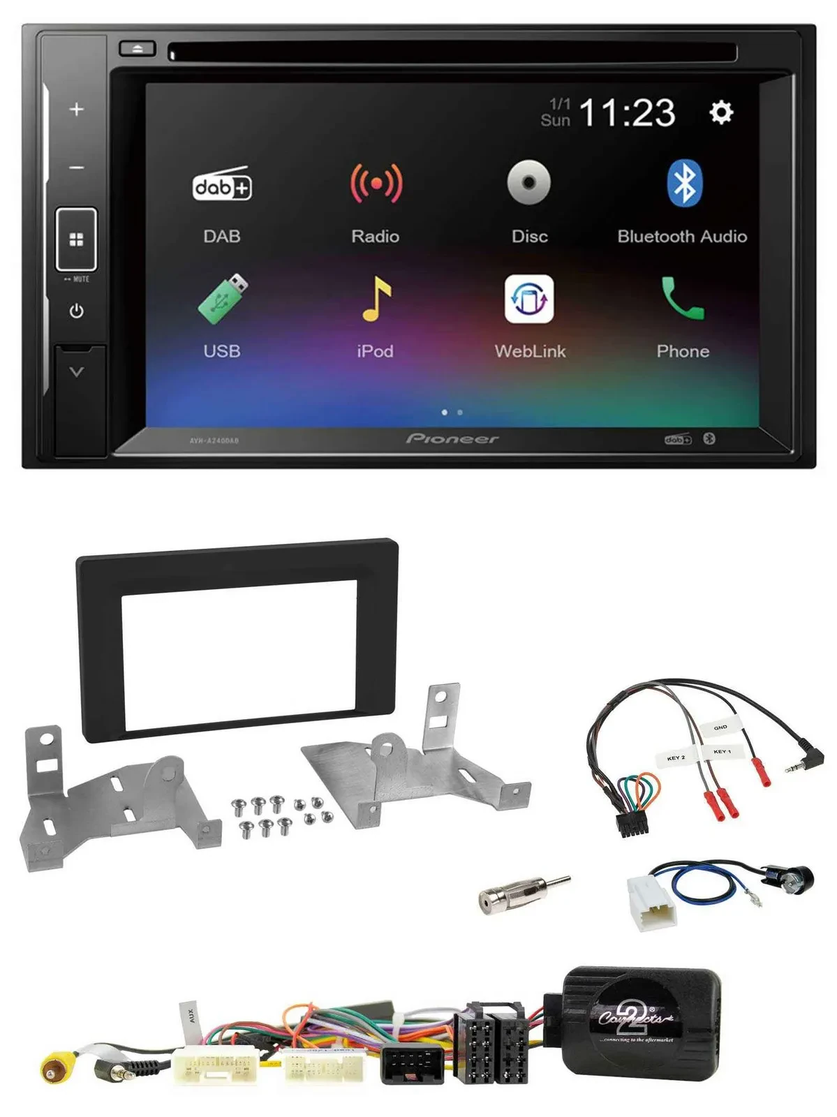 Pioneer Bluetooth Lenkrad USB 2DIN DAB DVD Autoradio für Toyota Aygo ab 22 AB7 s