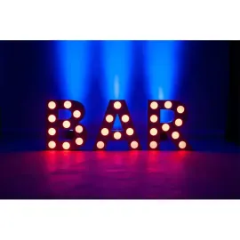 Eliminator Lighting Decor Bar Mini 24" White BAR Letters w LED Circles & Remo...