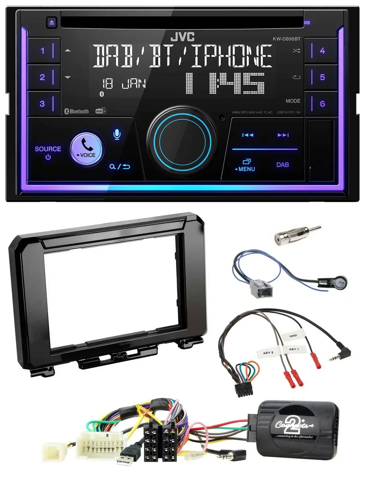 Автомагнитола для Suzuki Jimny (GJ, с 2018) JVC 2DIN, DAB, Bluetooth, CD