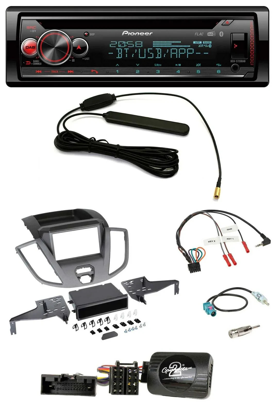 Автомагнитола для Ford Transit V363 (2015–2018) Pioneer USB DAB Bluetooth CD, поддержка кнопок на руле