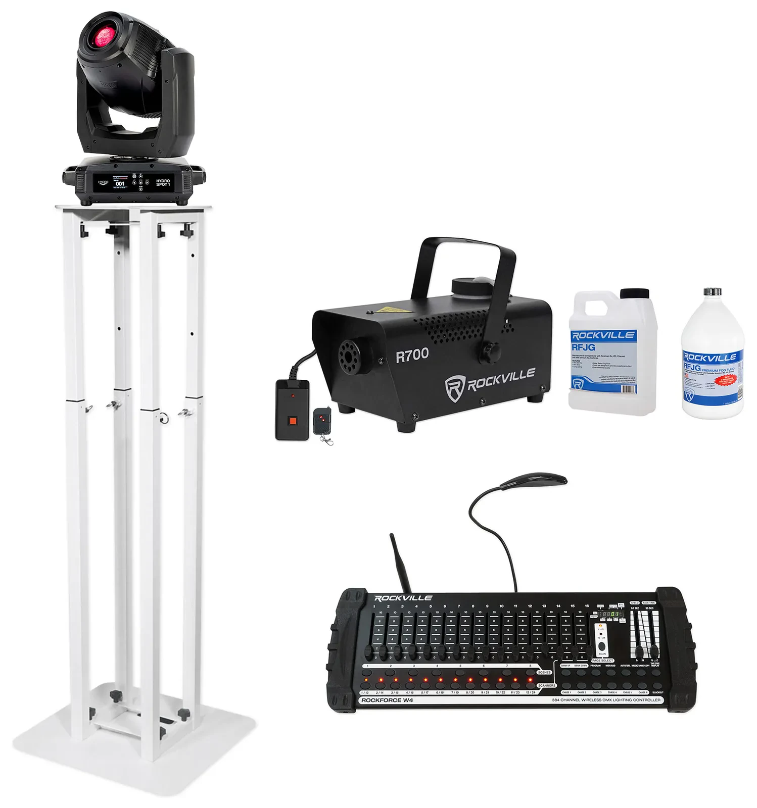 Комплект светового оборудования American DJ Hydro Spot 1+ROCKFORCE W4+RTP32W+R700-1