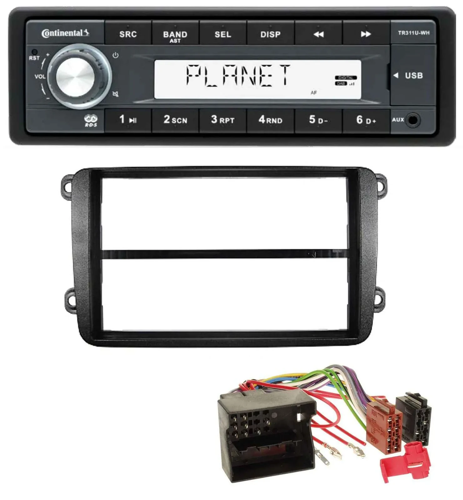 Continental USB MP3 AUX 1DIN Autoradio für VW Golf V VI Touran Passat 3C Caddy E