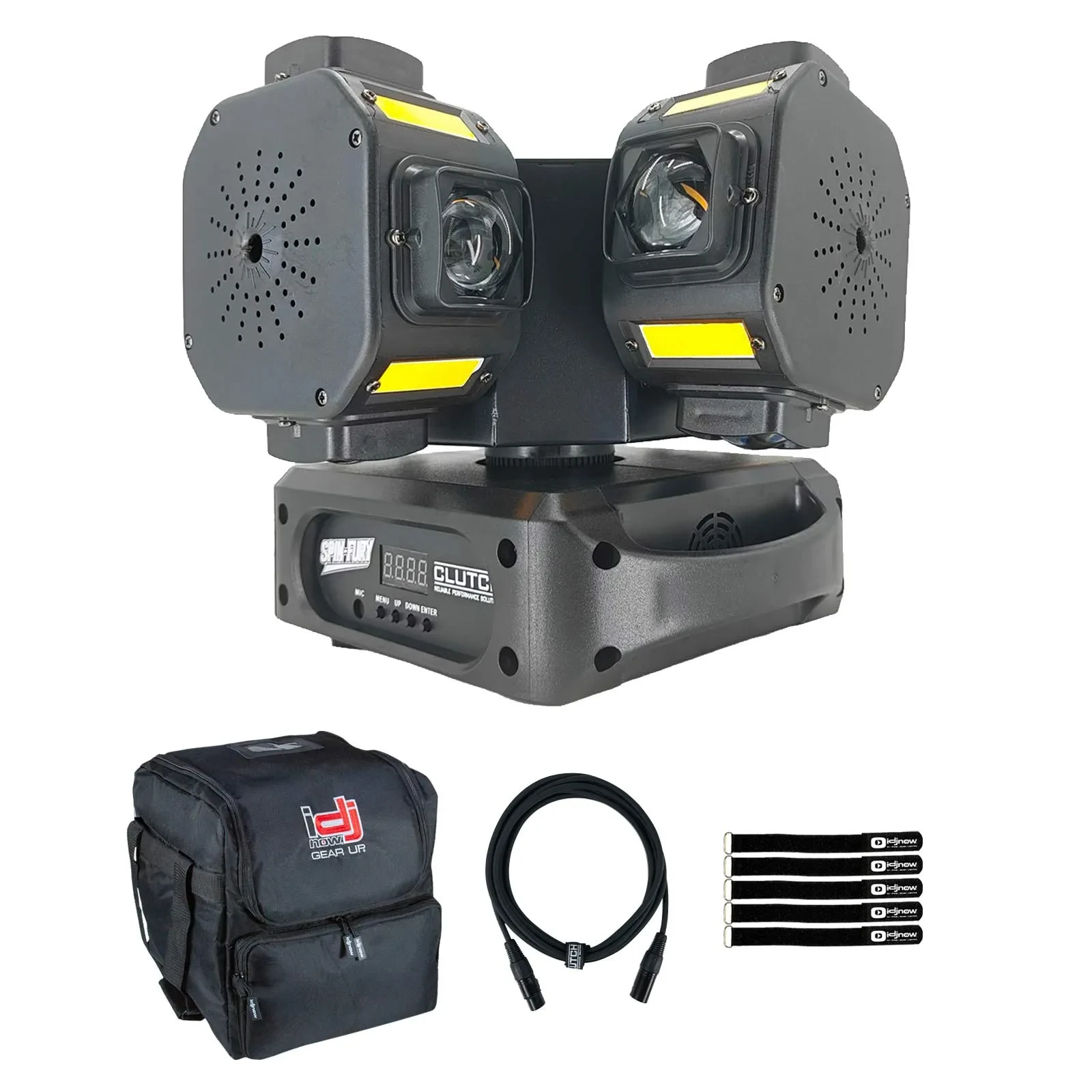 SPIN-FURY 200W RGBW LED DMX Motion Strobe Laser DJ Stage Light Fixture w Bag